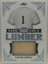 CARLOS CORREA 2021 Leaf Lumber JUMBO Game Used Bat Relic Patch SILVER 6/6 Astros