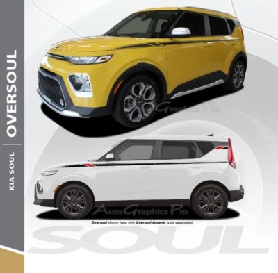 Calcomanías de acento gráficos de vinilo carrocería lateral para Kia Soul Stripes OVERSEUL 2020-2025 Foto 1 de 4