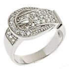 14K White Gold Plated Silver 0.50Ct Moissanite Belt Buckle Ring For Womens Gift