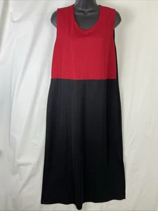 Vestido vintage colorblock rojo negro para mujer solo talla M abertura lateral sin mangas - Imagen 1 de 10