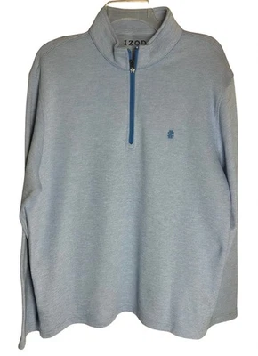 全新 Izod 男式蓝色白色 1/4 拉链夹克 尺寸 M 长袖 全新带标签 60 美元 — 第 1/3 张图片