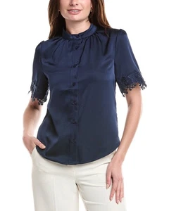 Gracia Satin Blouse Women's Blue S - Picture 1 of 3