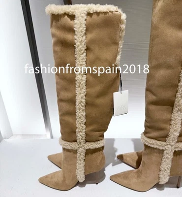 ZARA NUEVAS BOTAS MUJER COMBINACIÓN TACÓN BEIGE CLARO 35-42 2015/610/111 Foto 1 de 4