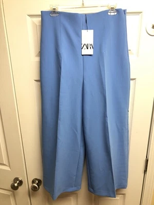 NWT Zara High Waisted Pleated Wide Leg Pants Women’s Large Light Blue - Image 1 of 4