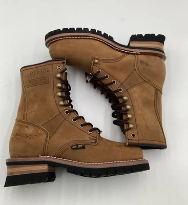AdTec Women's 9" Leather Steel Safety Toe Logger Boot Brown Size 7 M - Image 1 of 4
