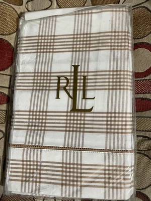 Nuevo en Paquete $120 Lauren Ralph Lauren Suite Almohada Falsa EUROPEA Blanco/Camel Algodón a Cuadros Foto 1 de 4