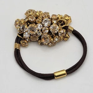 Ficcare Waterfall Pony Holder Swarovski Crystals Ponytail Hair Tie Gold Plated - Picture 1 of 5