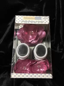 Vitamine Bambino TAGLIA 0-12 MESI SET COPRICAPO E STIVALETTI Rosa Nero Bianco Neonato - Foto 1 di 2