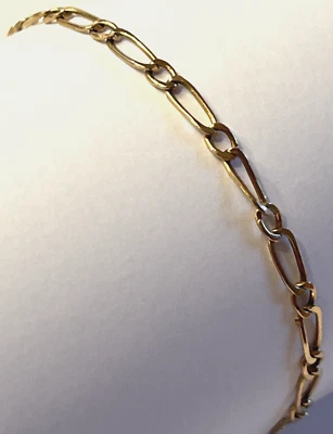 Vintage Estate SOLID 10K YELLOW GOLD FIGARO CHAIN Bracelet 7.25" PGDA 2.0g Italy - Image 1 of 4