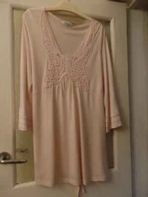 New, Viscose Butterfly Pale Pink Top by Changes. Long Fancy Sleeves. Size 18 - Image 1 of 4