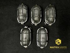 Nautical Aluminum Wall Frosted Glass Oval Bulkhead Fixture For Bathroom 5 Piece