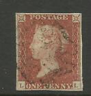 1841 1d Red-Brown (LL) Plate 27, Guide Dots, Sg Spec BS 16b, Fine used {AV7-260}