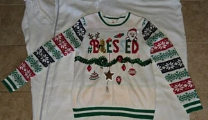 No Boundaries BLESSED Christmas Sweater With Bells SZ XL - Picture 1 of 7
