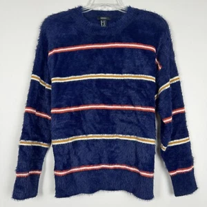 Forever 21 Fuzzy Sweater Womens Size Medium Navy Blue Oversized Sweater - Picture 1 of 6