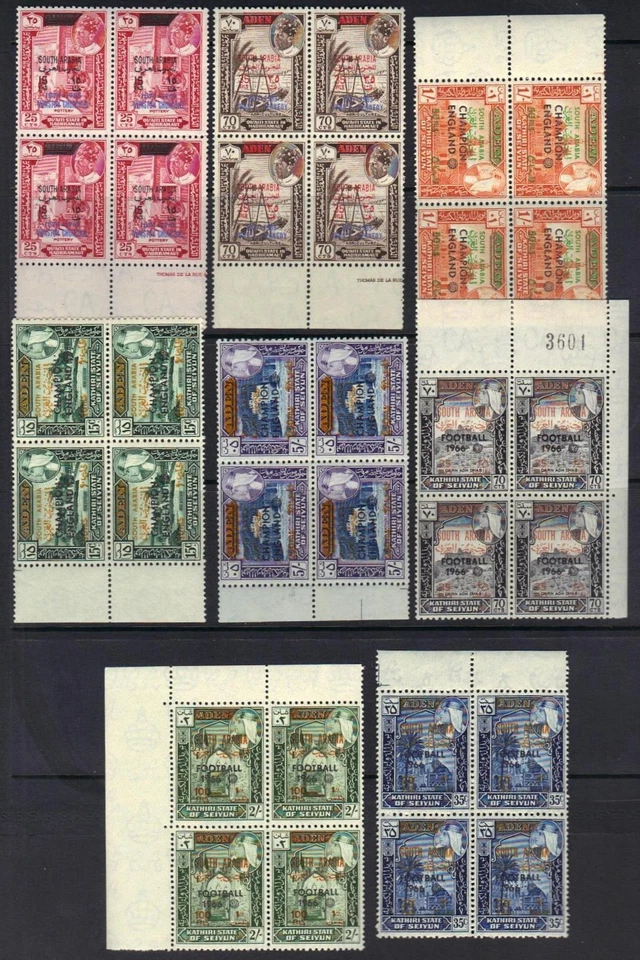 ADEN SOUTH ARABIA 1966 Sc 55 62 64 67 IN BLOCKS OF 4 NEVER HINGED SUPERB - Image 1 of 2