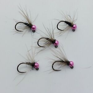 5 Tungsten Beaded Black Magic CDC Jigs Size 18 Barbless Trout Grayling  26