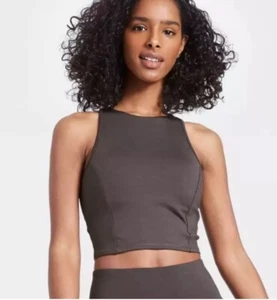 Women's Longline Bra Crop Tank - All in Motion Charcoal Heather Sz XL - Picture 1 of 2