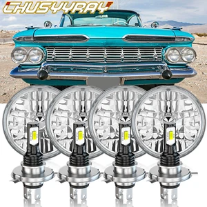 4PCS 5.75 5-3/4" Chrome LED Headlights DOT For Chevrolet Impala 1959 1960-1976 - Picture 1 of 12