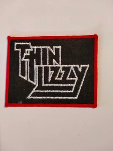 Thin Lizzy vintage music patch Sew On hardrock Phil Lynott Brian red border RARE - Imagen 1 de 2