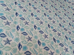 Nautical Sea Shell Tablecloth Blue White polyester 60” x  82” NWOP - Bild 1 von 4
