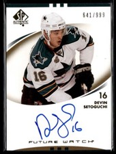 2007-08 SP Authentic Future Watch Devin Setoguchi Auto 641/999 San Jose Sharks
