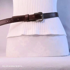 Genuine Leather Belt Unisex Size 34 Penny Brown Narrow Width - Picture 1 of 13