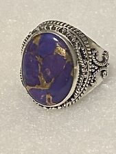 STERLING PURPLE TURQUOISE & COPPER GEMSTONE RING SIZE 9.25
