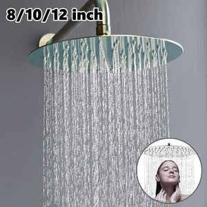8/10/12" Round Chrome Rainfall Shower Head Bathroom Sprayer Stainless Steel - Picture 1 of 9