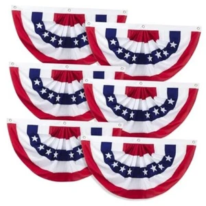 Outdoor Bunting Flags 6PCS 2x4 FT American Pleated Fan Flags,4th of red 6pcs - Picture 1 of 8