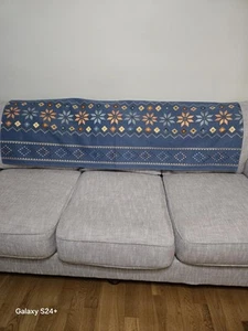 Neu Couch Sofa Rückenbezug Schoner Boho Chenille rutschfest blau 36 x 71 cm - Bild 1 von 6