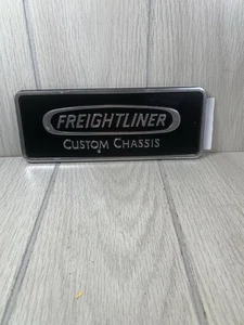 FREIGHTLINER CUSTOM CHASIS Emblem Badge Plate NOS Silver & Black Adhesive Back - Picture 1 of 5