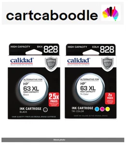 Compatible 63XL BLACK & COLOUR Inks - 2 Ink Set - for HP 1112 2130 2131 2132 etc - Picture 1 of 2