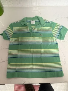 Lacoste Boys Striped Green Polo Size 8 - Picture 1 of 3
