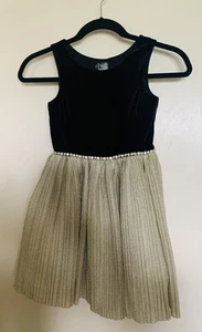 Pink&Violet Festive Dress Black/Gold Sequined Glitter Size 7 Girls CHILDREN - Picture 1 of 6