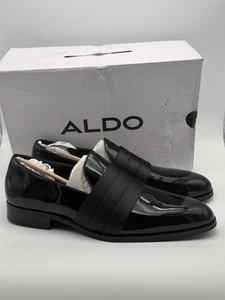 Aldo Schuhe Herren Größe 9 Schwarz Lackleder Elegant Halbschuhe Slipper Kenny-001 - Bild 1 von 9