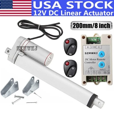 Actuador lineal 220lbs 1000N 8" pulgadas DC 12V y soportes y controlador motor eléctrico Foto 1 de 4