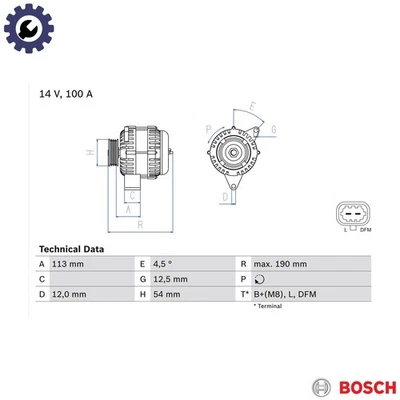 ALTERNATOR 0 986 081 410 FORALTERNATOR 0 986 081 410 FOR OPEL  13229990  1330850 - Image 1 of 4