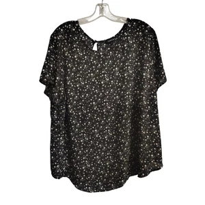 Torrid Größe 2 schwarz mit weißen Sternen Abbey Georgette Bluse - Bild 1 von 5