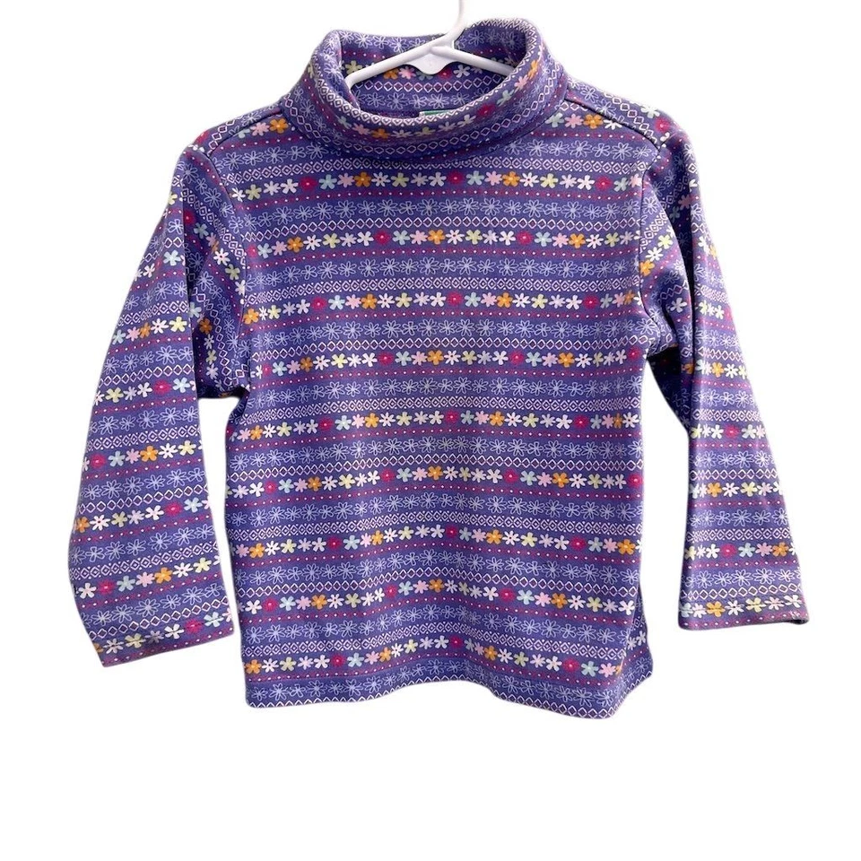 Y2K Gymboree Girls Turtleneck Long Sleeve Floral Top Size 7-8 Purple Vintage - Image 1 of 4