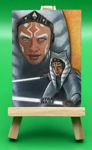 Topps Star Wars Chrome Aftermarket Sketch Card By Huy Truong Ahsoka Tano - Picture 1 of 2