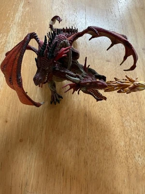 Figura de dragón de dos cabezas rojo respirador de fuego PAPO 2005 8" estatuilla juguete Foto 1 de 4