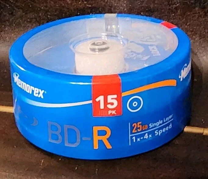 Memorex Blu-Ray BD-R 4 x 25GB  (15 Pack) Single Layer Disks NEW SEALED - Image 1 of 1