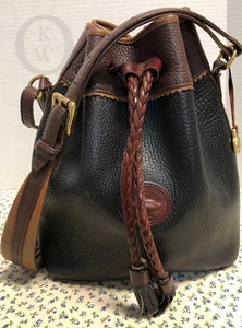 Dooney & Bourke*Large*Teton*Drawstring Shoulder Bag*Black/Brown/Tan  19031J S141 - Picture 1 of 12