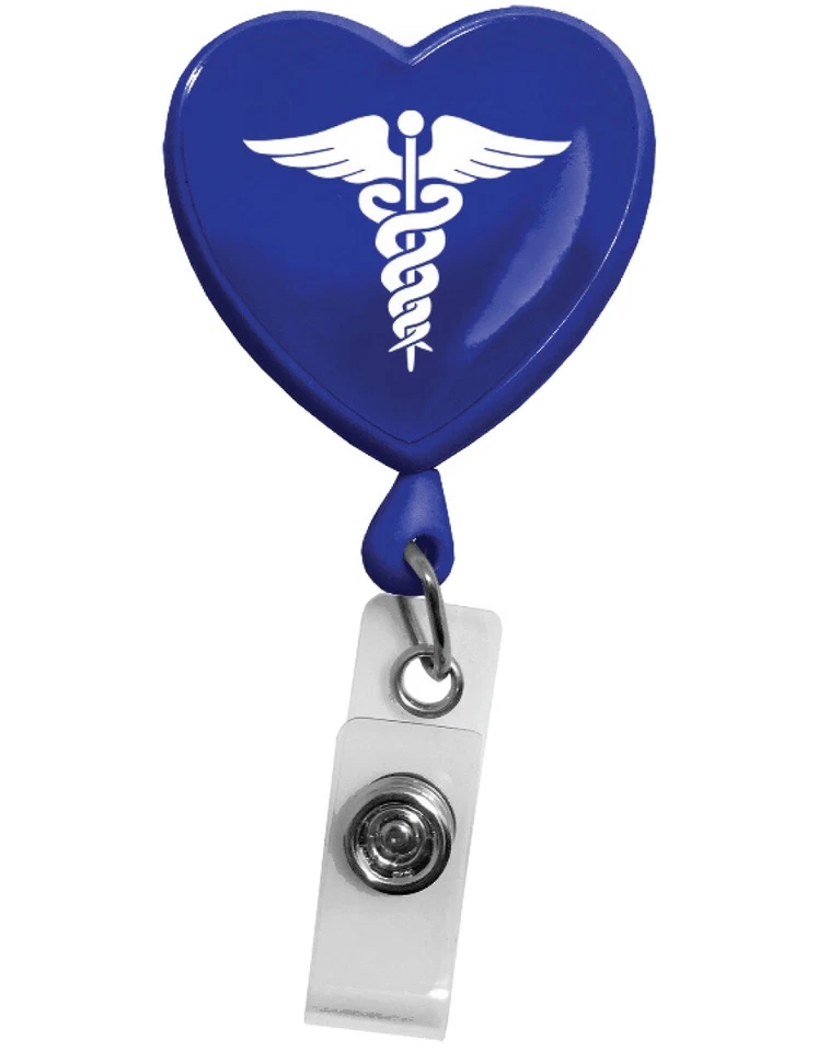 Soporte de identificación Prestige Medical Retracteze™ corazón caduceo en azul marino Foto 1 de 1