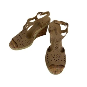 Sandali con zeppa in sughero Seychelles marroni taglio floreale slingback bordo in iuta punta aperta - Foto 1 di 9