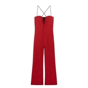 Zara Studio Collection SweetHeart Neckline Red Jumpsuit Cocktail 90s Size Small - Picture 1 of 12