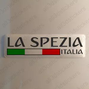 Pegatina La Spezia Italia 4,70x1,18" resina abovedada 3D bandera pegatinas calcomanía vinilo - Imagen 1 de 1