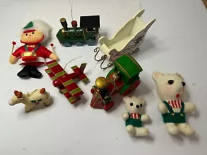 Vintage Christmas ornament lot train bear sled and more - Picture 1 of 10