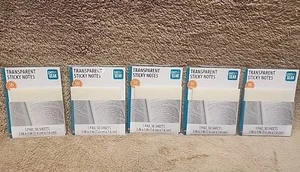 Lot of 5: Transparent Sticky Notes 3"x 3". 50 Sheets Per Pack. 250 Sheets Total - Picture 1 of 5