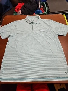 Peter Millar Seaside Wash Men's XL S/S Green/White Stripe Golf Polo EUC. GB11 - Picture 1 of 9